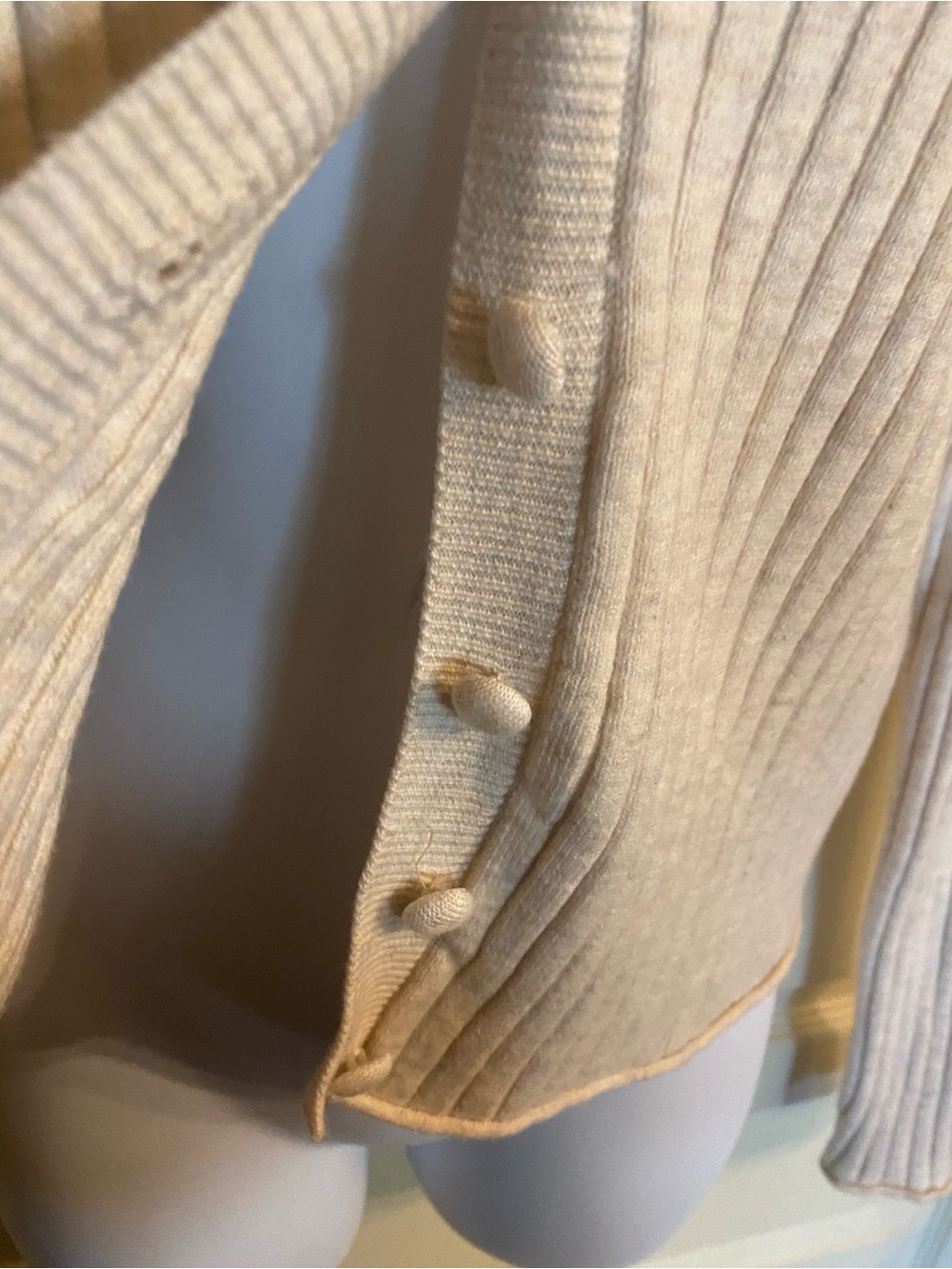 7 For All Mankind Cream Ribbed Button-Front Cardigan - Picture 2 of 6